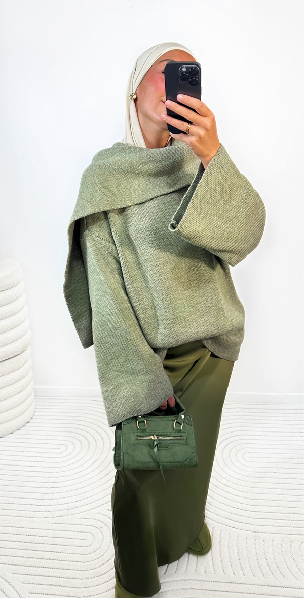 PULL ÉCHARPE • KAKI