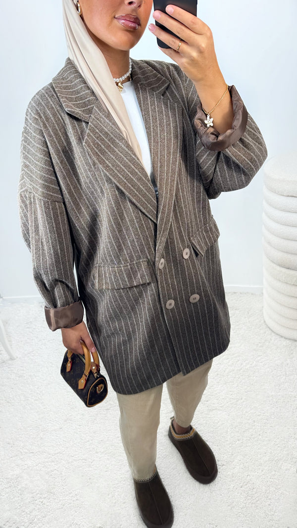 VESTE RAYÉ • MARRON
