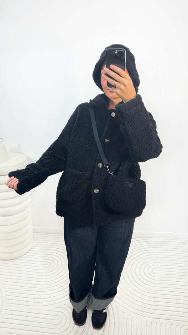 VESTE TEDDY • NOIR