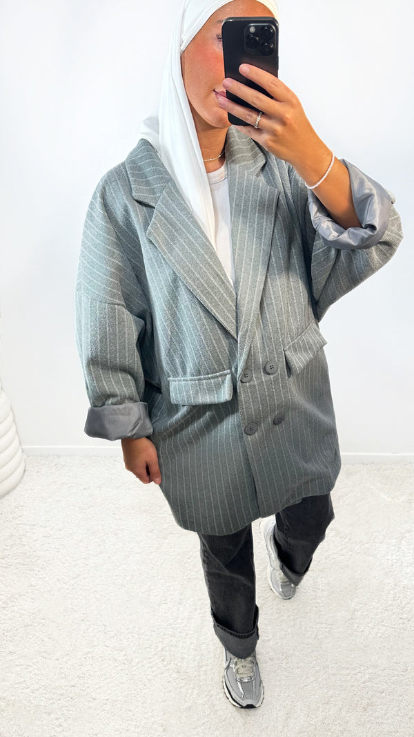 VESTE RAYÉ • GRIS