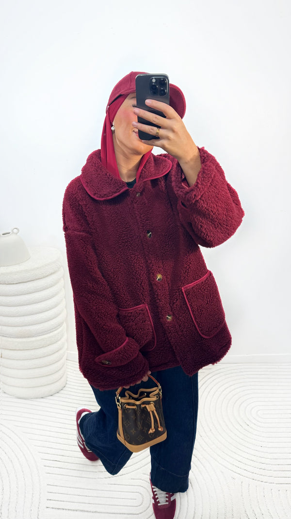 VESTE TEDDY • BORDEAUX