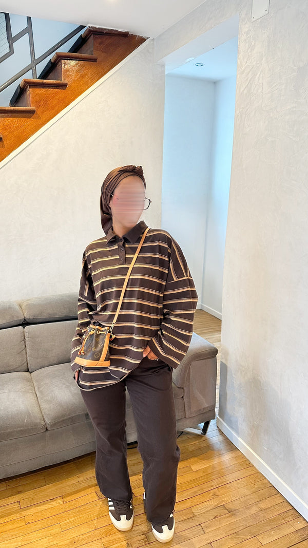 TOP MARINIÈRES • MARRON ET BEIGE