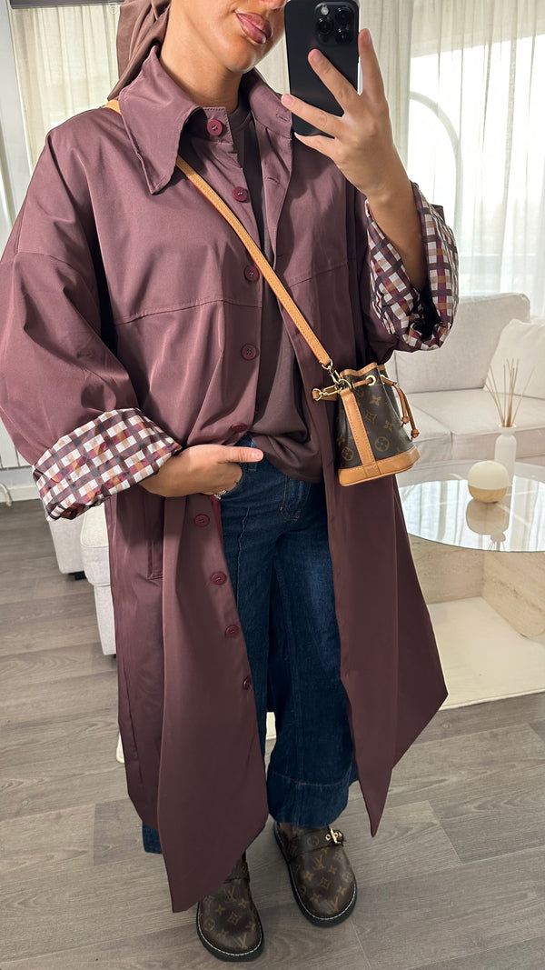 TRENCH À CARREAUX • MARRON