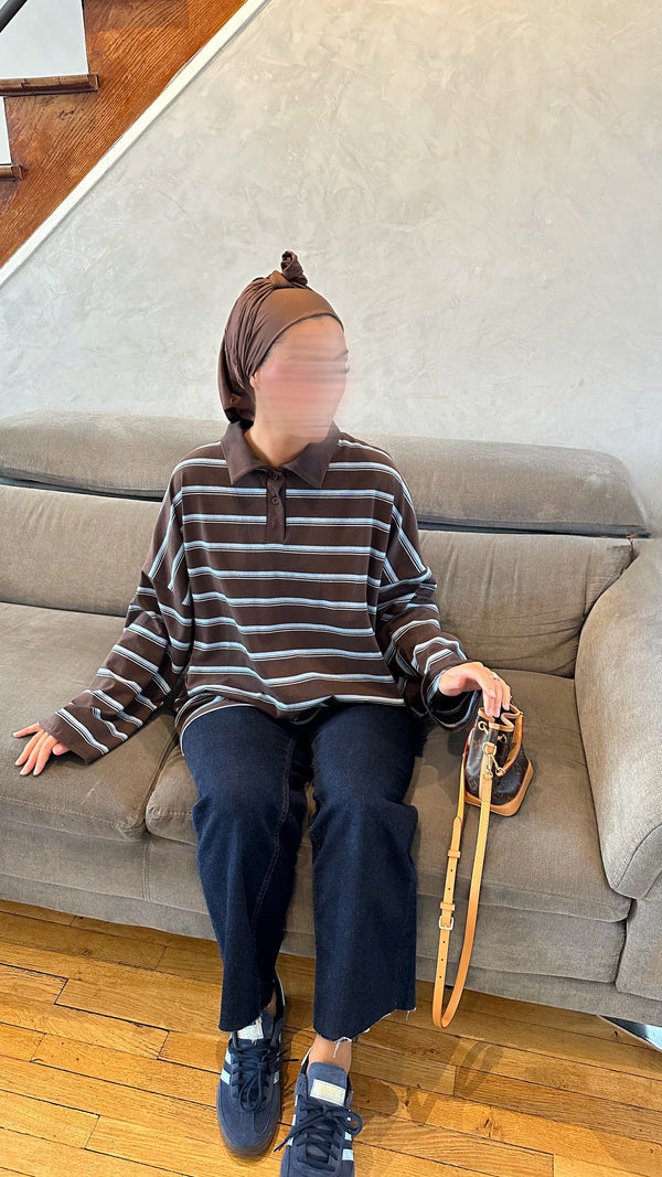 TOP MARINIÈRES • MARRON ET BLEU