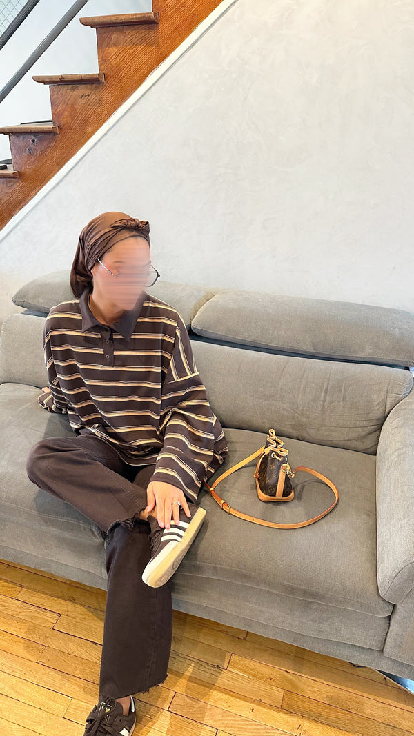 TOP MARINIÈRES • MARRON ET BEIGE