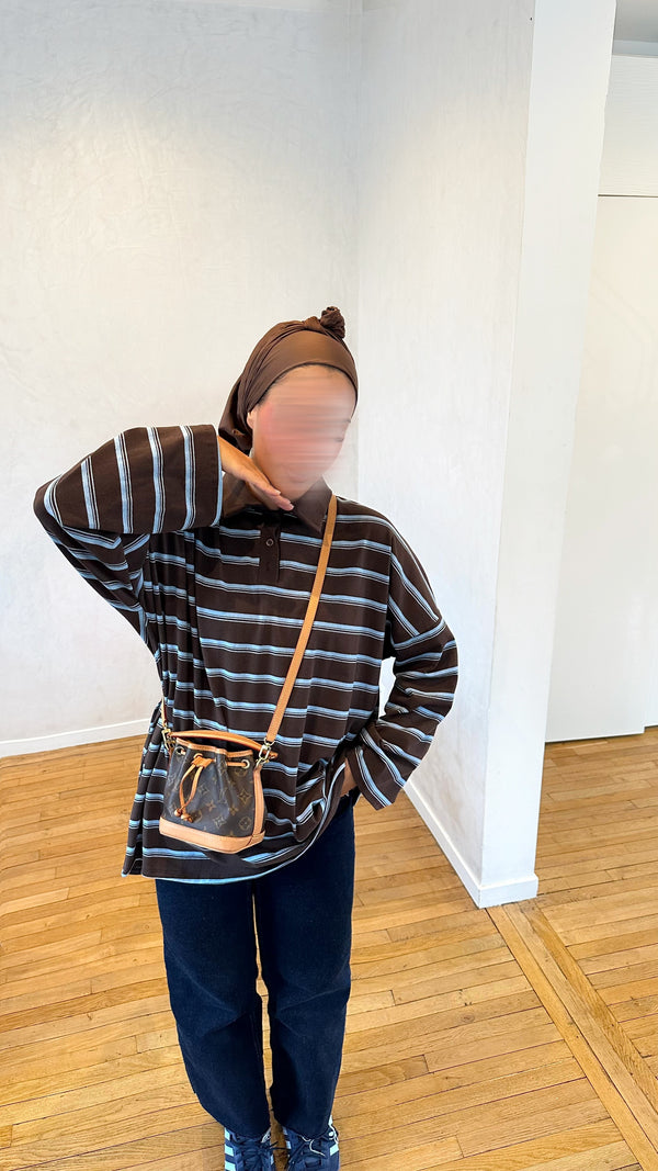 TOP MARINIÈRES • MARRON ET BLEU